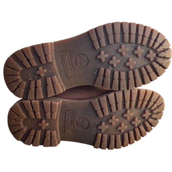 Timberland Women’s  Sz 7.5D Brown Boots Suede Leather Lace Up W/ Fur Cuff - Picture 10 of 12